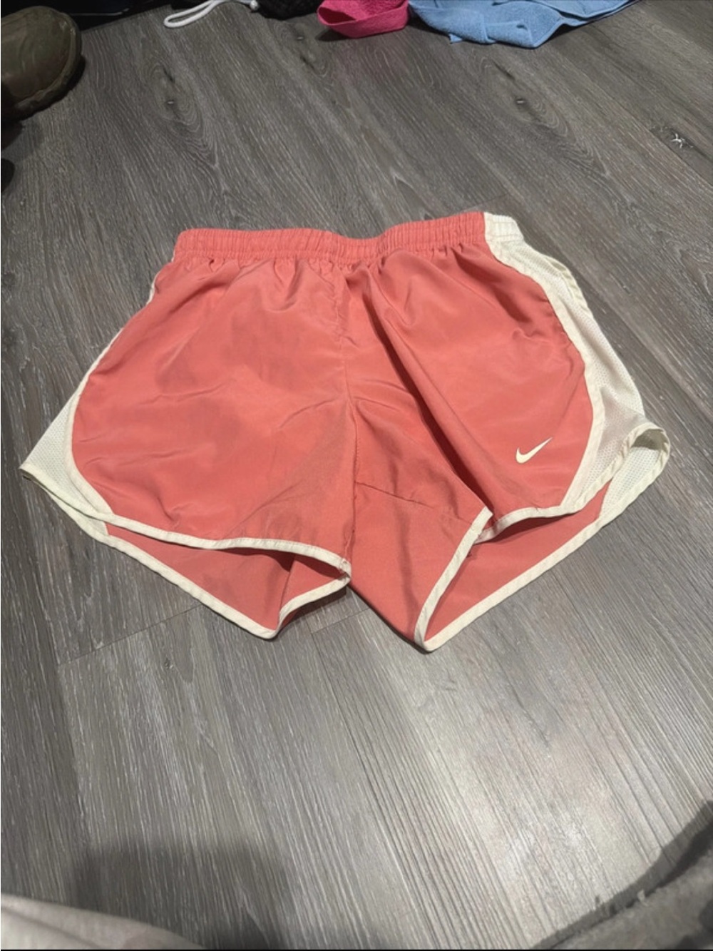 Nike kids Coral Athletic Shorts with Cream Trim